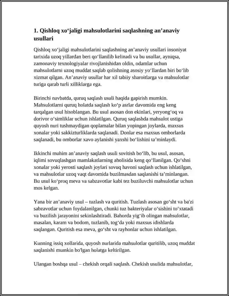 Qishloq xo‘jaligi mahsulotlarini saqlashning anʼanaviy usullari 4