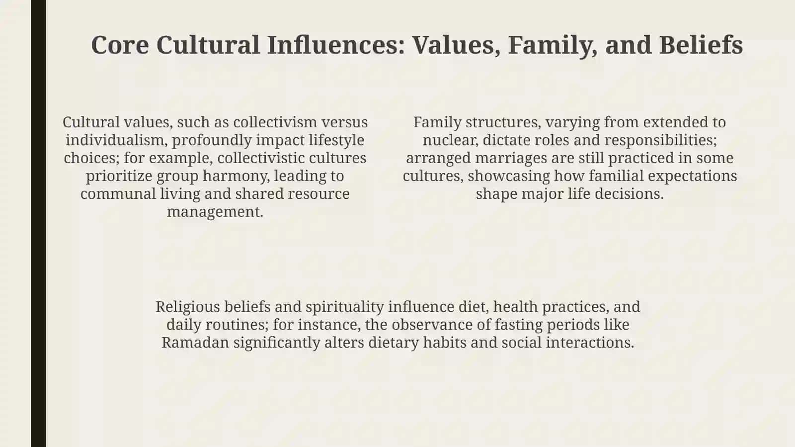 Cultural influences on lifestyle 4