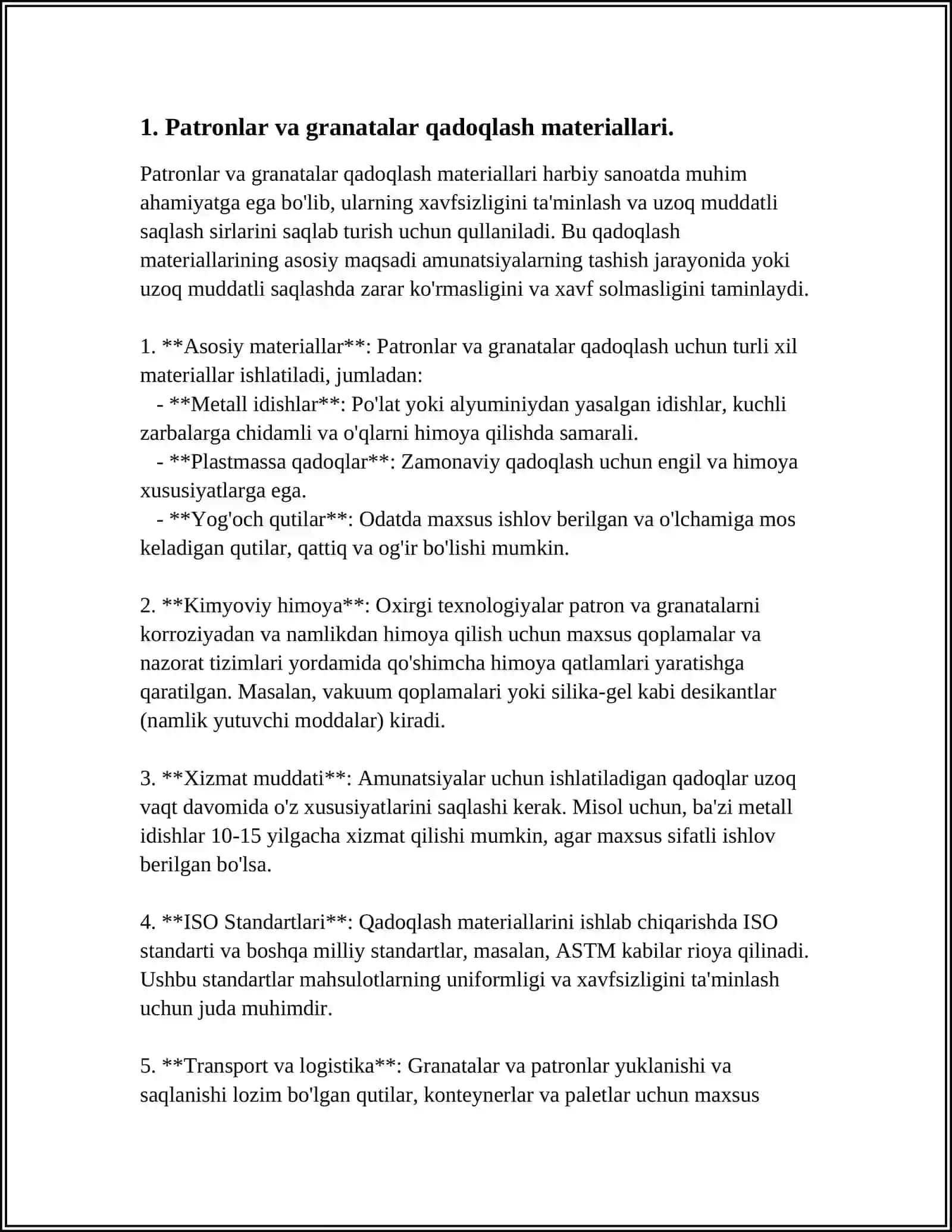 PATRONLAR VA GRANATALAR QADOQLASH SAQLASH VA TRANSPORTIROVKA QILISH QOIDALARI 4