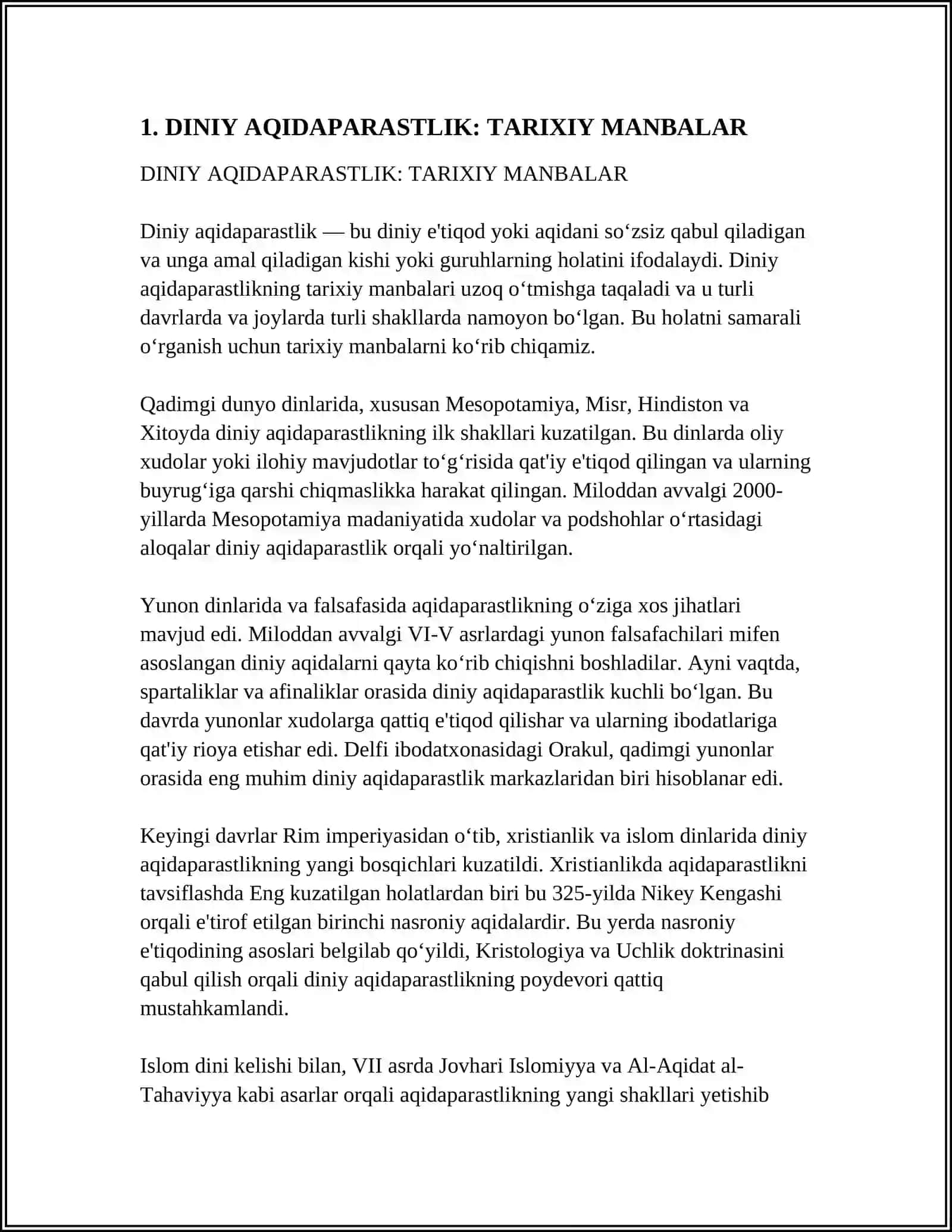 DINIY AQIDAPARASTLIK (FANATIZM), EKSTREMIZM PAYDO BO'LISHINING IJTIMOIY TARIXIY ZAMINLAR VA RIVOJLANISHI 4