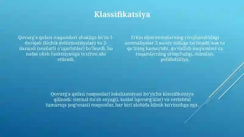 Yelka kamari va erkin suyaklarining rivojlanish anomaliyalari 4