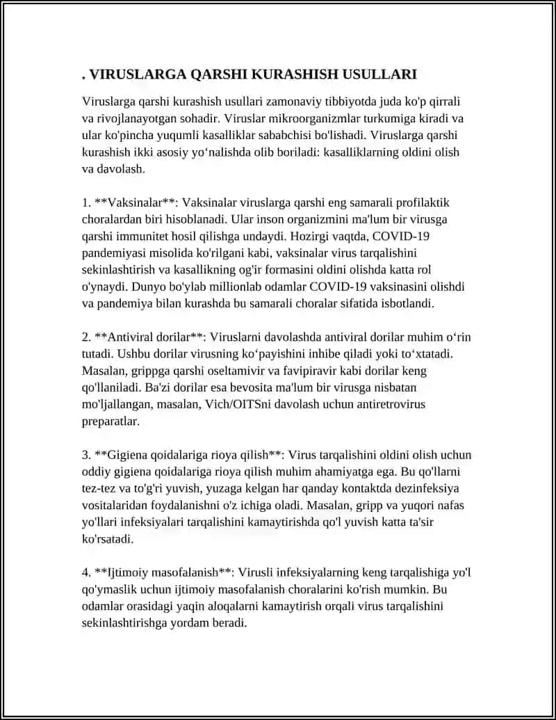 VIRUSLARGA QARSHI KURASHISH USULLARI 4