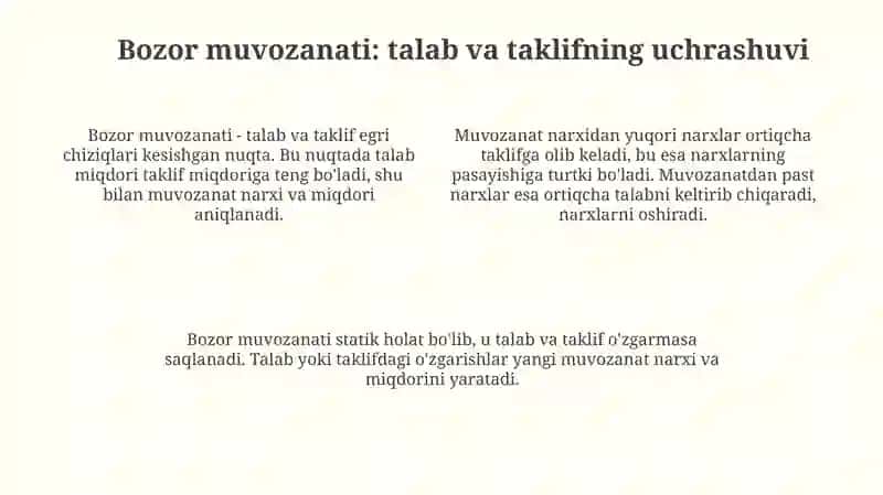 Talab va taklif nazariyasi bozor muvozanati 4