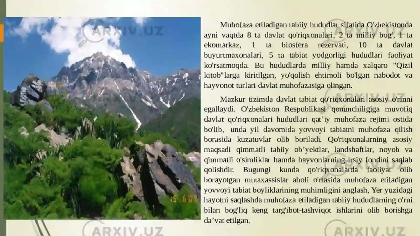 Tabiat qoʻriqxonalari va alohida qoʻriqlanadigan hududlar 4