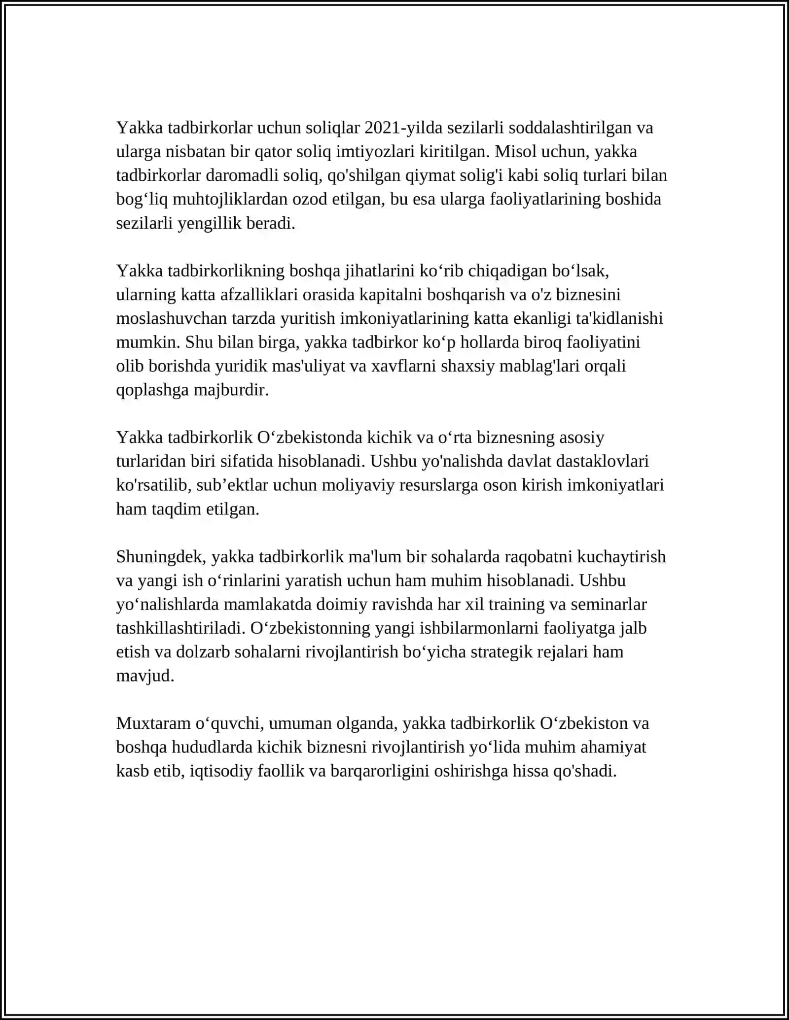 TADBIRKORLIK TURLARI. BIZNESDA KORXONA SHAKLLARI 4