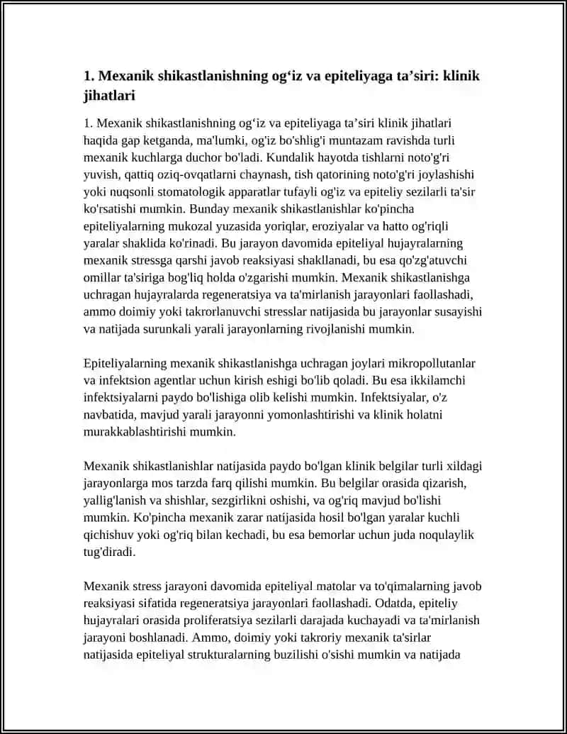 MEXANIK KIMYOVIY VA FIZIK OMILLAR BILAN SHIKASTLANISHGA XOS KLINIK JIHATLARI. LEYKOPLAKIYA 4