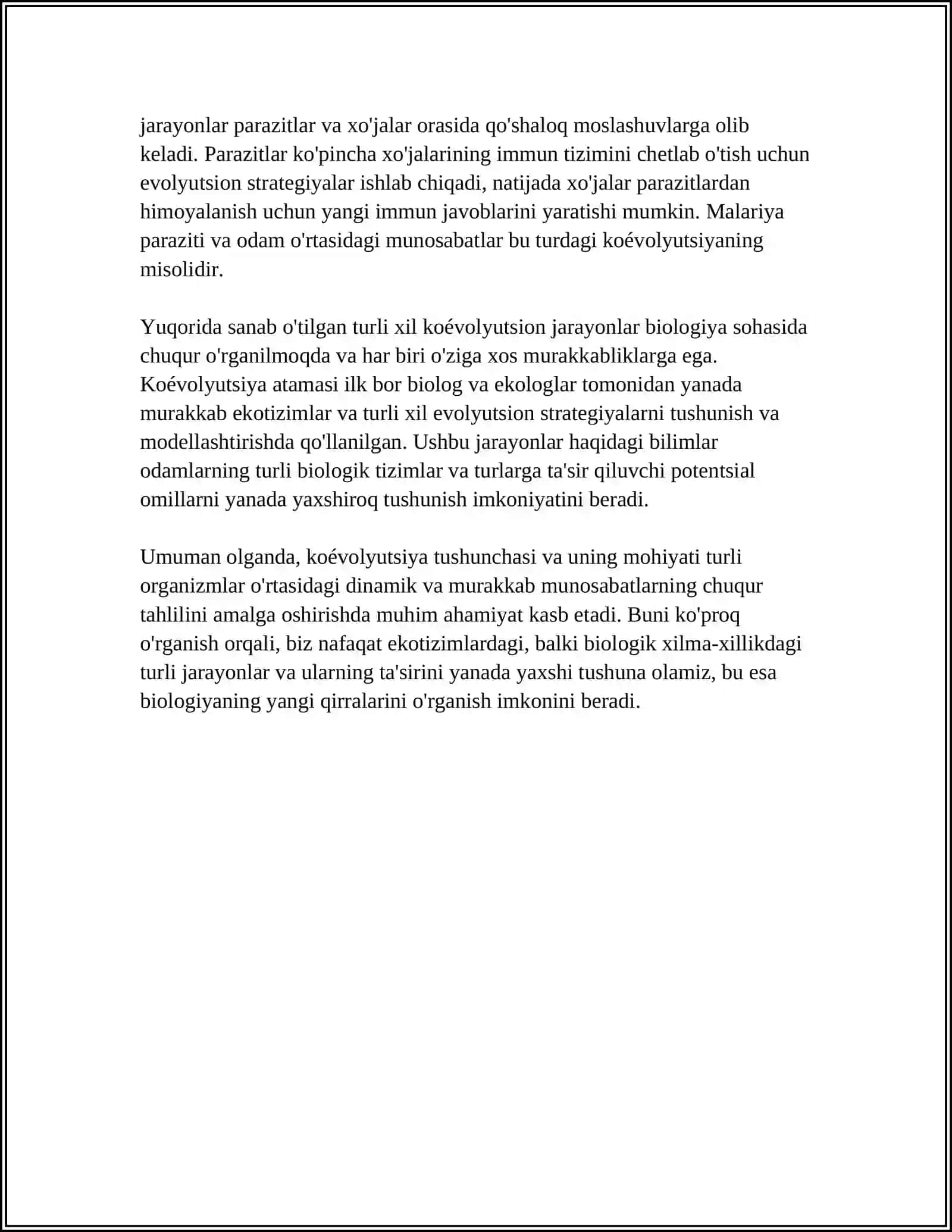 KOEVOLYUTSIYA VA ENVIRONMENTALIZM DIALEKTIKASI MAVZUSIDA ESSE ELEKTRON 4