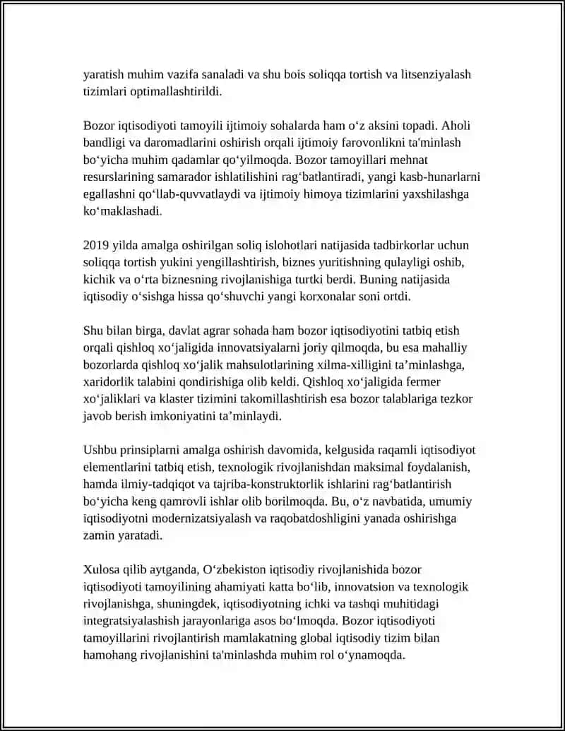 O‘ZBEKISTONNING IQTISODIY RIVOJLANISHIDA BELGILANGAN ASOSIY TAMOYILLARNING AHAMIYATI 4