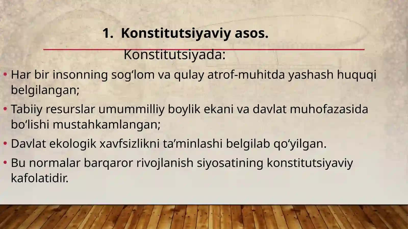 O‘zbekiston Respublikasidagi barqaror rivojlanishsiyosatining huquqiy asoslari 4
