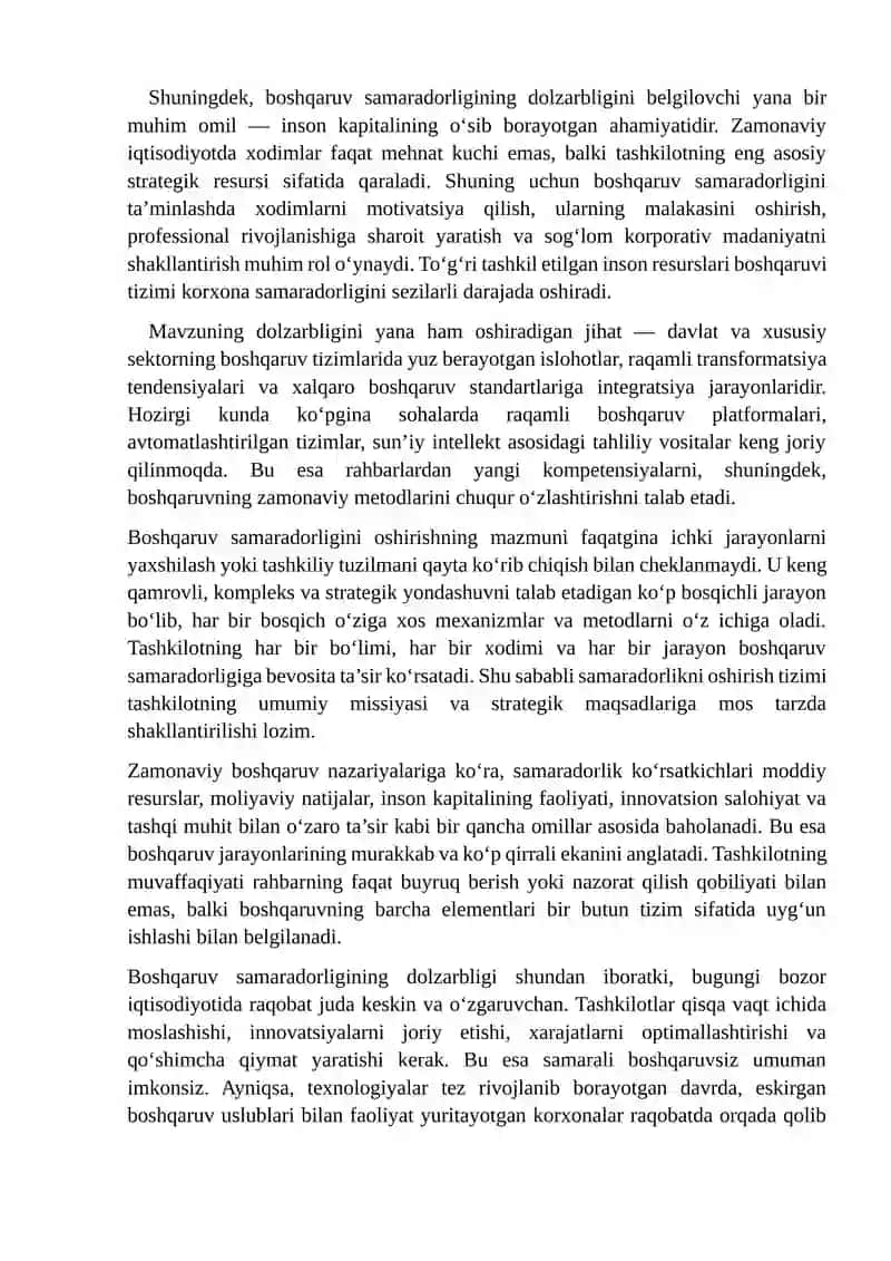BOSHQARUV SAMARADORLIGINI OSHIRISH OMILLARI VA ULAR AMALIYOTDA JORIY ETISH MEXANIZMLARINI ISHLAB CHIQISH MUAMMONI ANIQLASH VA LOYIHA SHAKLDA YECHIM TAYYORLASH 4