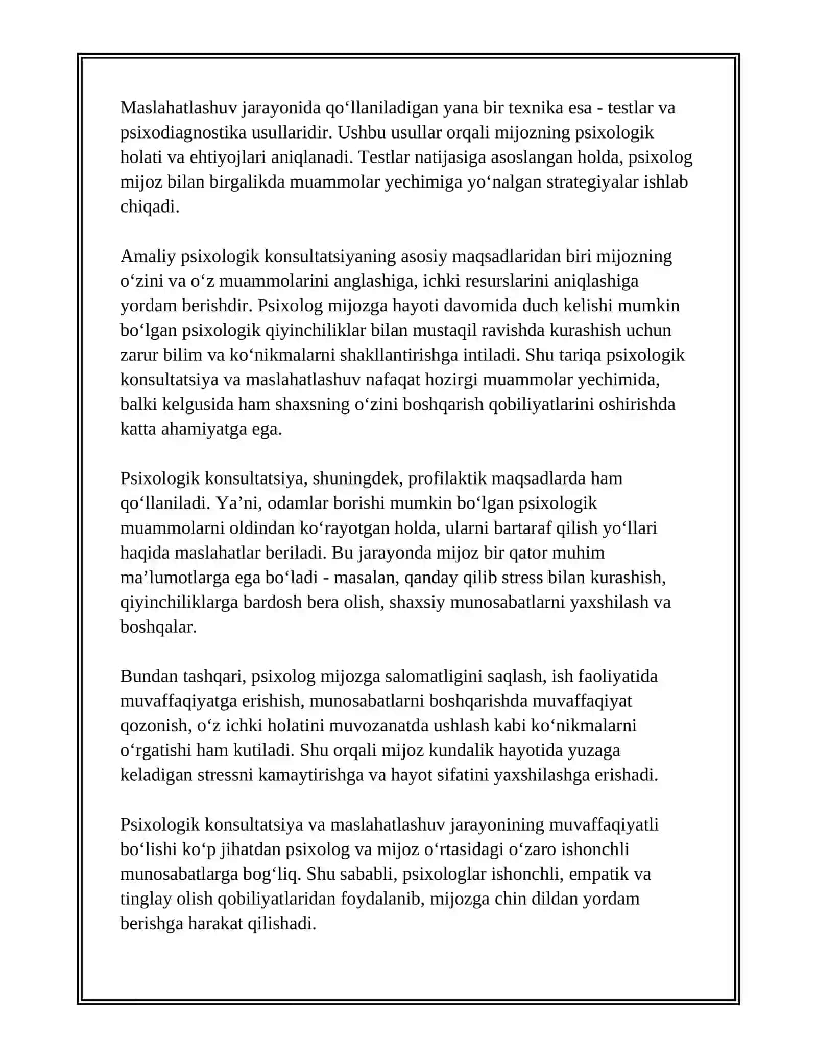AMALIY PSIXOLOG FAOLIYATINING ASOSIY KO'RINISHLARI 4