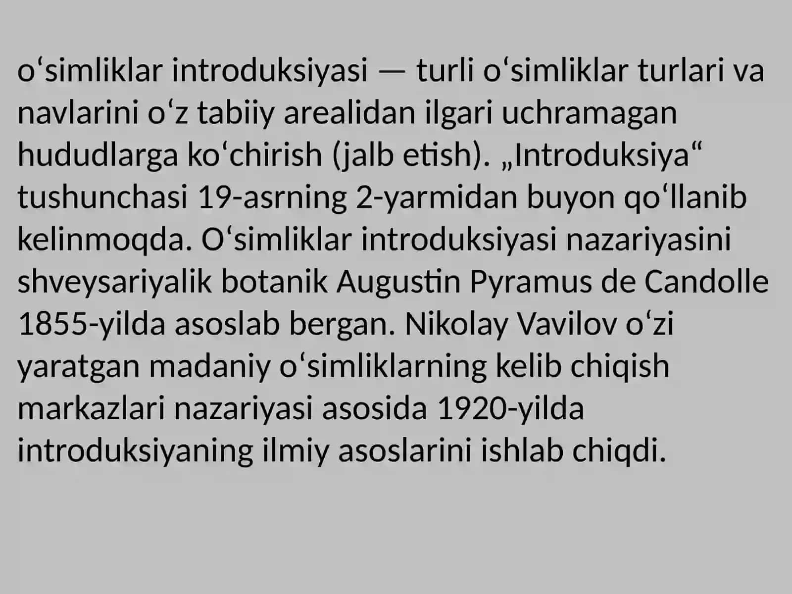 Fitoindekatsiya. O'simliklarning intraduksiyasi va ularni iqlimlashtirish 4