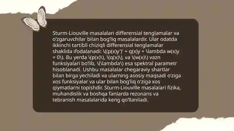 Chegarada buziladigon differentsial tenglamalar uchun spektral masalalar 4