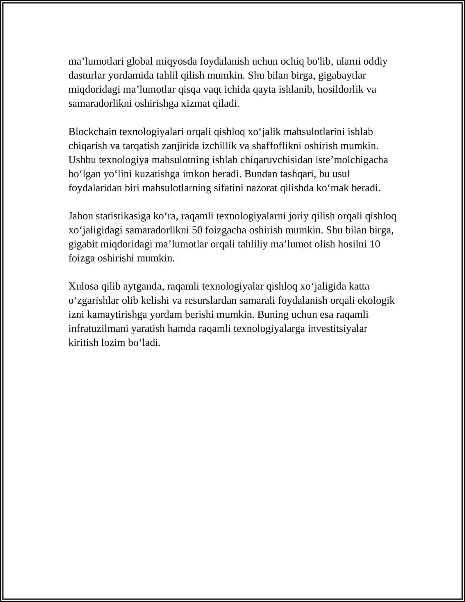 TARMOQ TEXNOLOGIYALARIDAN MILLIY IQTISODIYOT TARMOQLARI VA SOHALARIDA FOYDALANISH 4