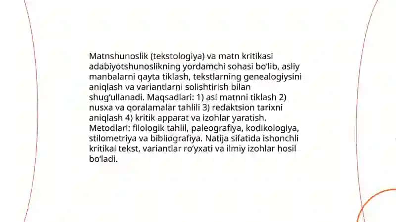 Filologiya va adabiyotshunoslikning yordamchi sohalari 4