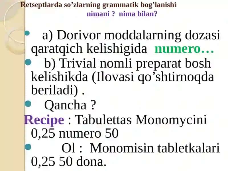 Tablеtka, shamchalar va ko’z plyonkalarini yozishda tushum kеlishiginiqo’llanilishi 4