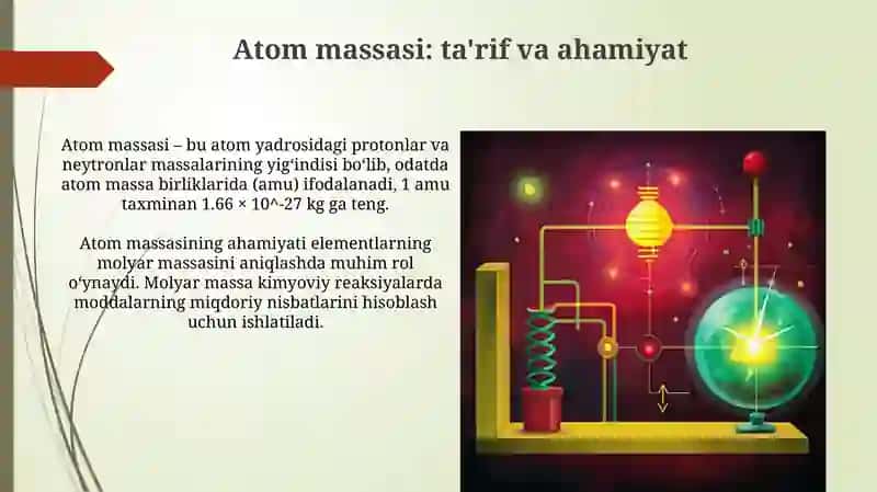Atomning massasi va o'lchamlari 4
