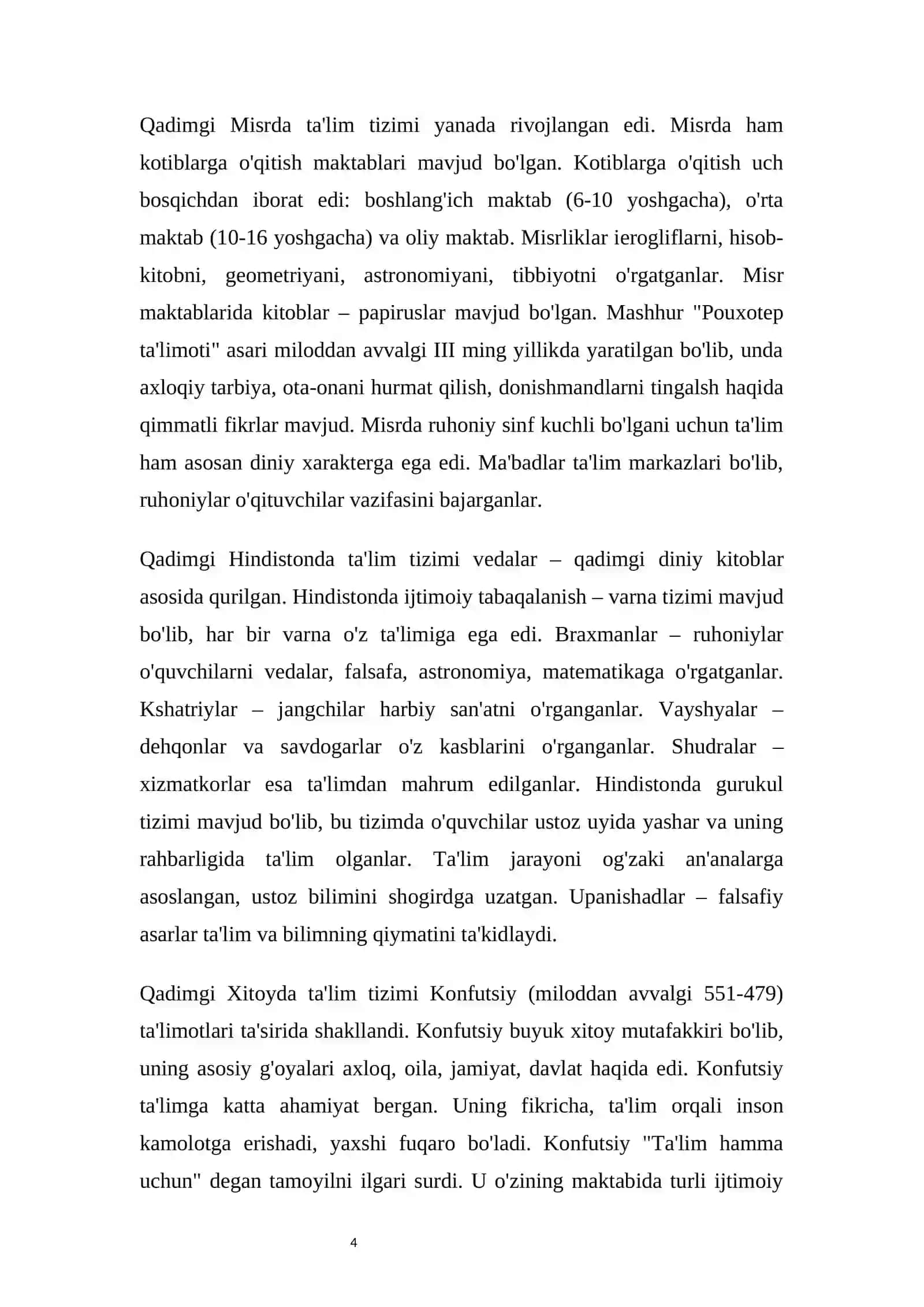 Qadimgi davrlardan 7 asrlargacha bo'lgan ta'lim pedagogikasi fikrlari 4