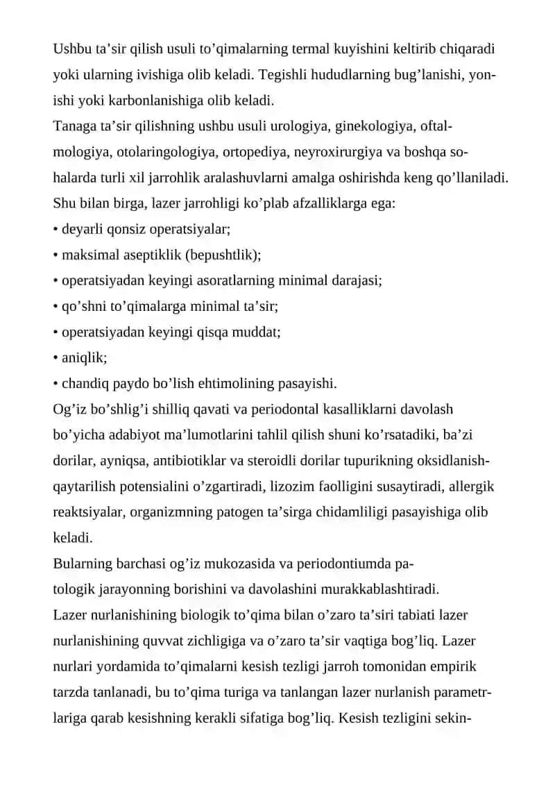 LAZERLARNING TIBBIYOTDA QO‘LLANISH 4