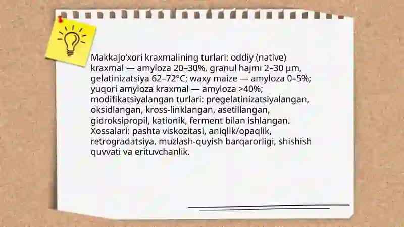 Kraxmal turlari va uning xossalari 4