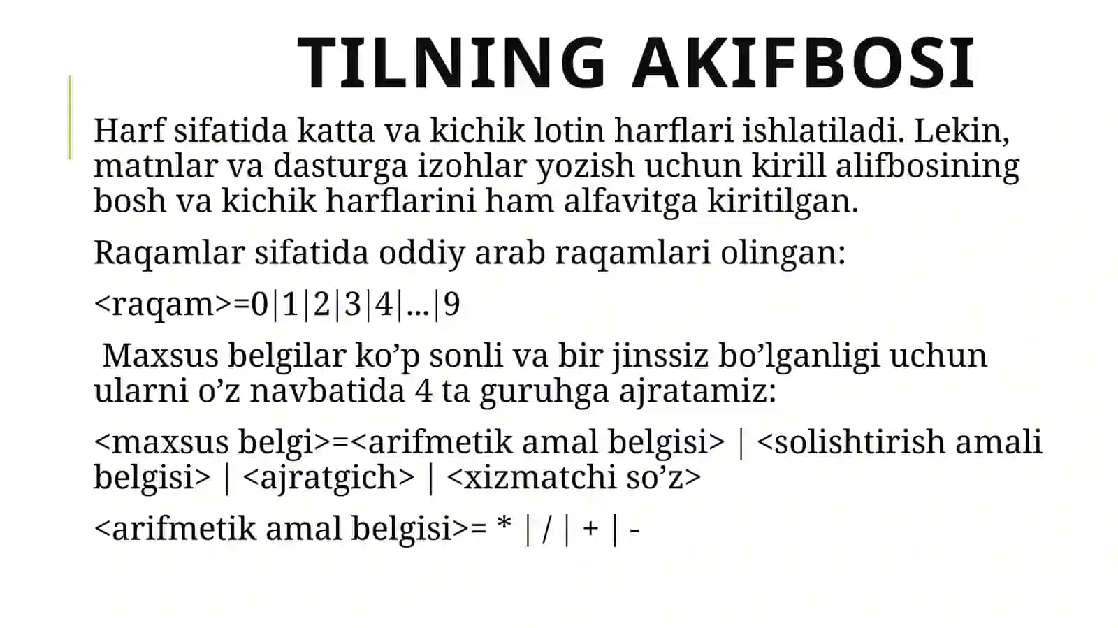 Dasturlashgakirish, dasturlashning asosiytushunchalari 4