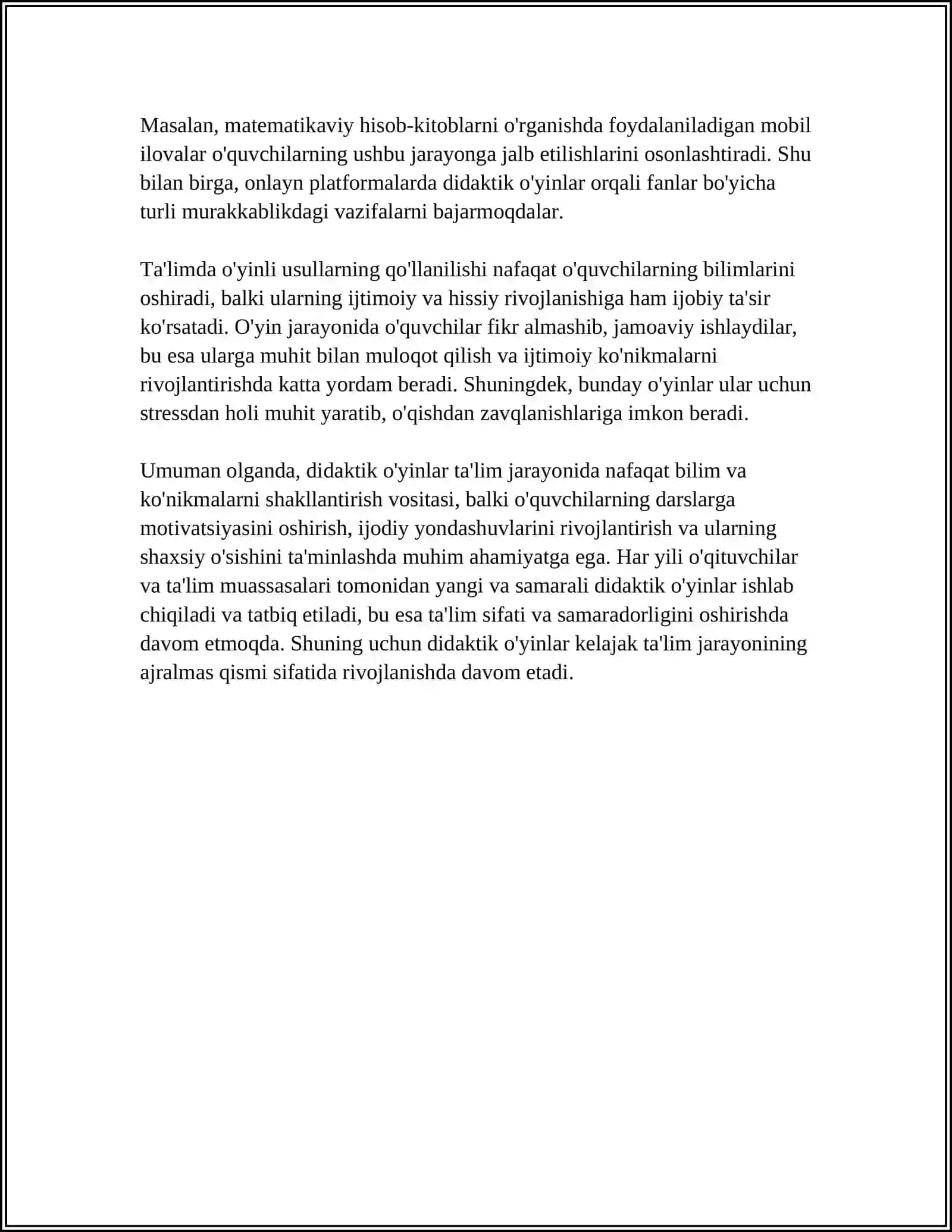 4-SINF ONA TILI DARSLARIDA DIDAKTIK O'YINLARDAN FOYDALANISH 4