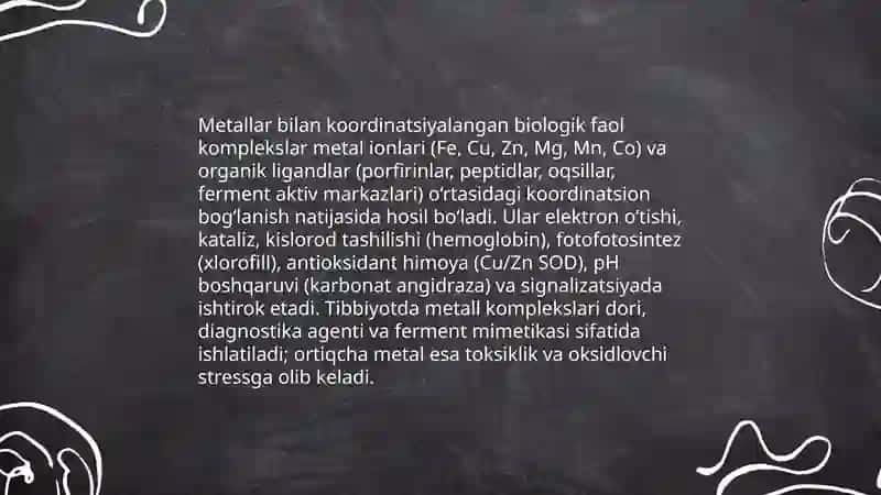 Biologik faol kompleks birikmalar 4