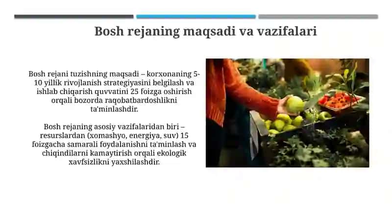 Meva sabzavotlarni qayta ishlash korxonasining bosh plani 4