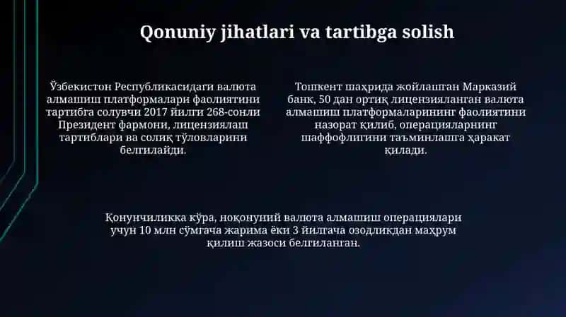 O'zbekiston Respublikasi Valyuta Ayirboshlash Savdo Platformalari 4