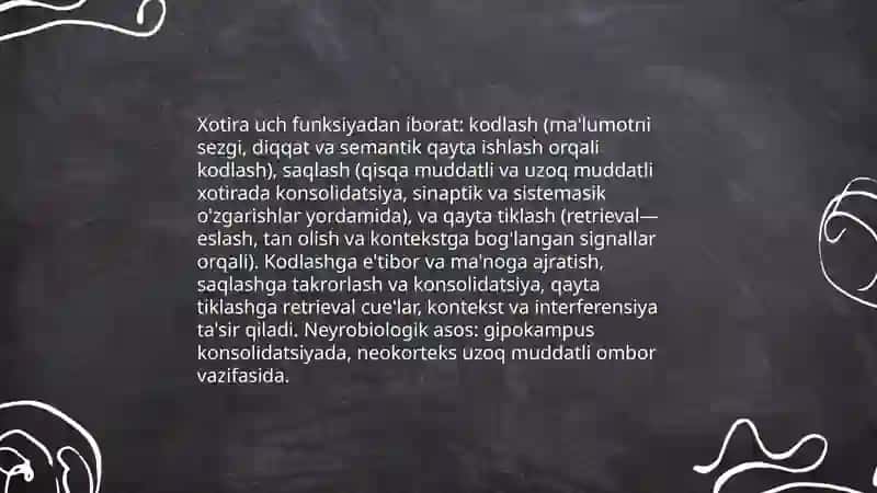 Xotiraning psixik jarayon sifatida o'rganilishi 4