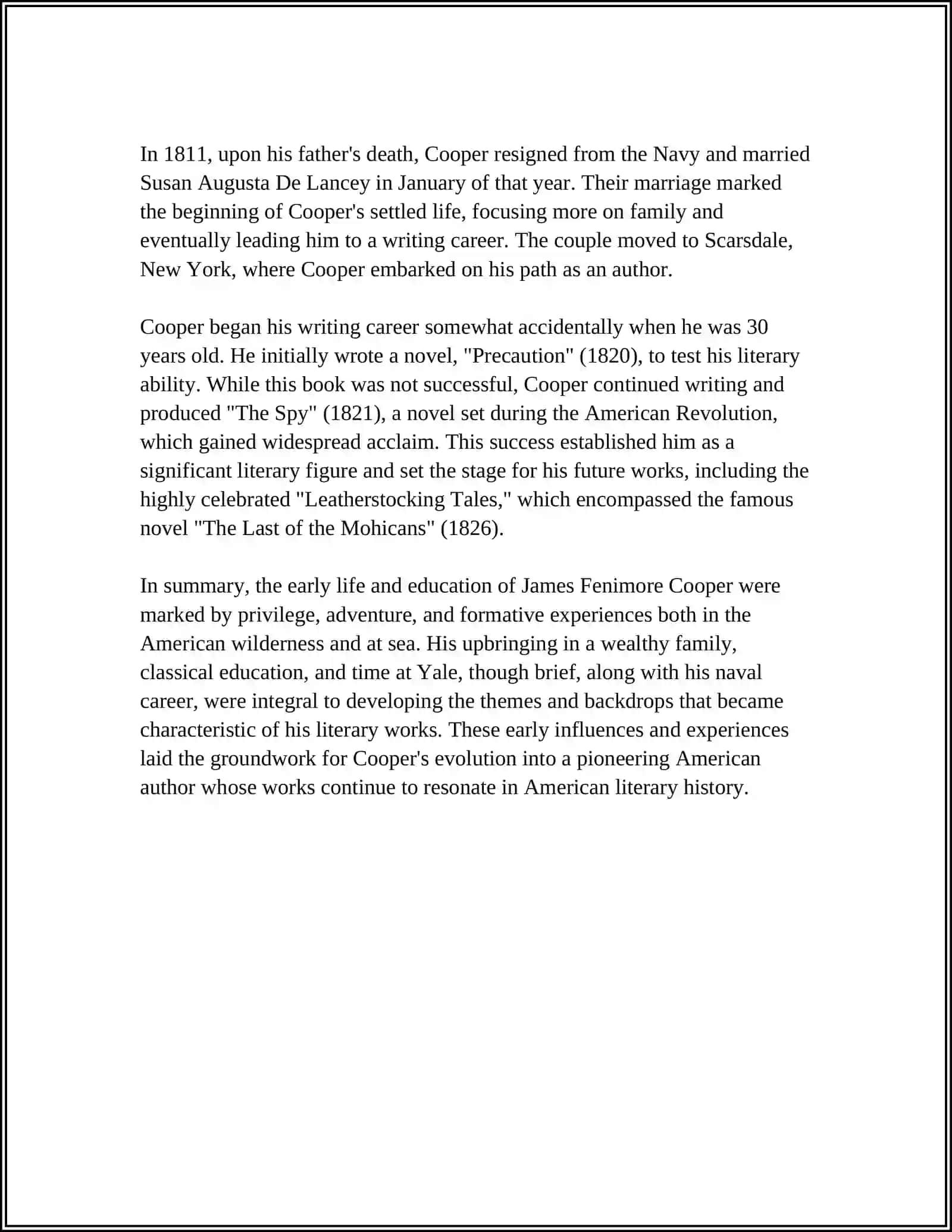 REFERAT Theme: JAMES FENIMORE COOPER (1789-1851) 4