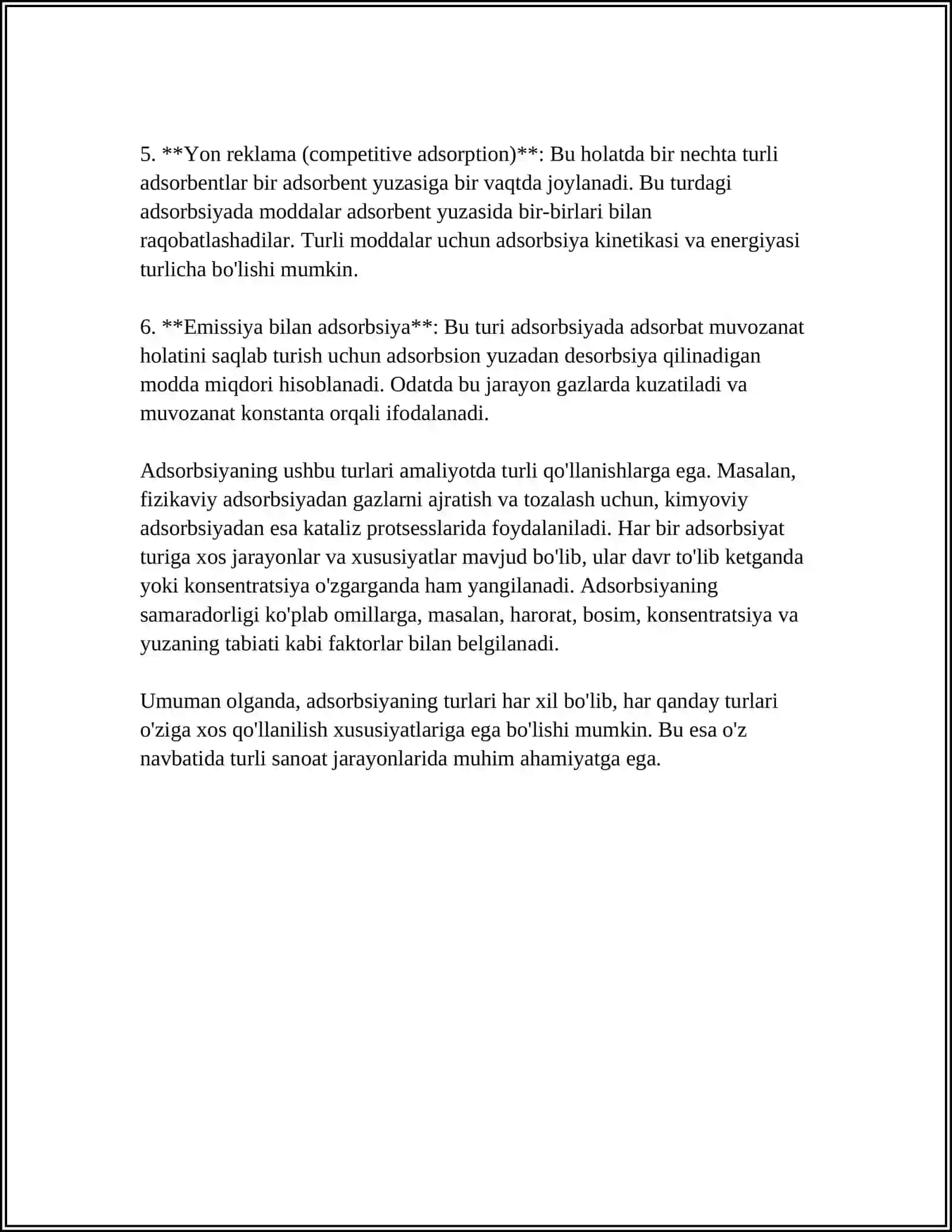 ADSORBSIYA VA DESORBSIYA JARAYONLARNING FARQLARI 4