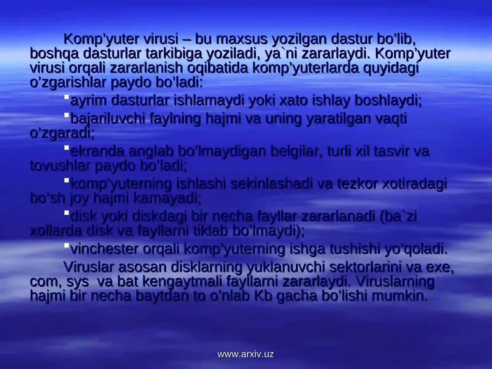Kompyuter viruslari va Fayllarni arxivlash.ppt 4