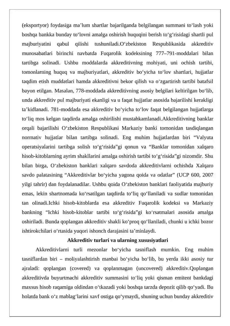 Akkreditiv bo‘yicha hisob-kitoblar 4