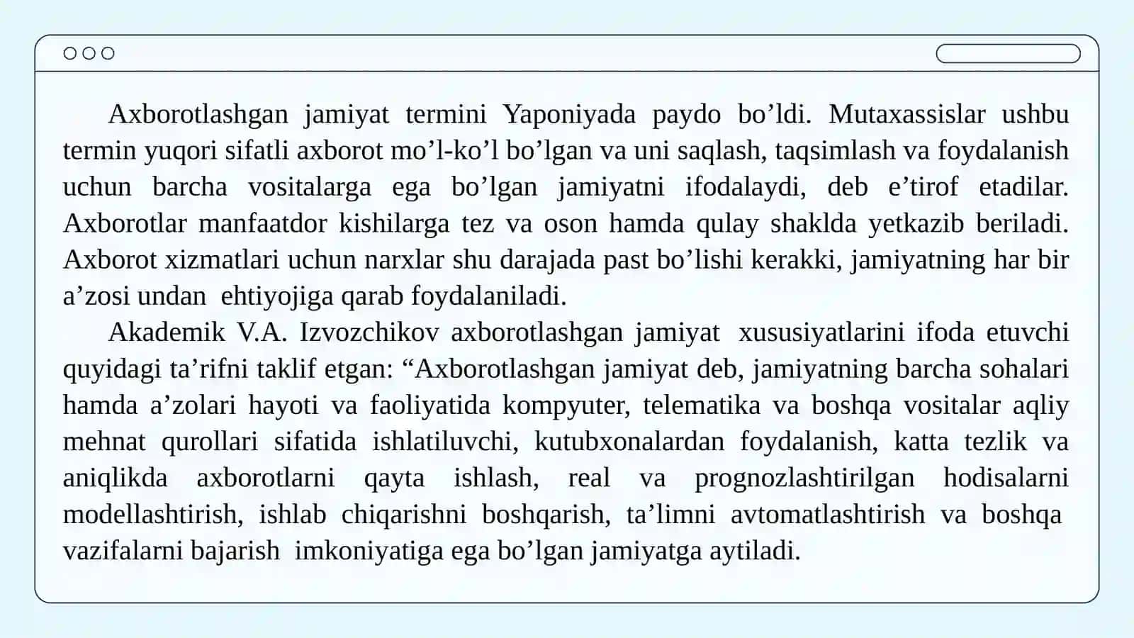 Axborotning jamiyatda tutgan o‘rni va ahamiyati 4