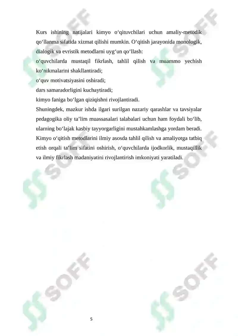 Kimyo o’qitishning umumiy metodlari 5