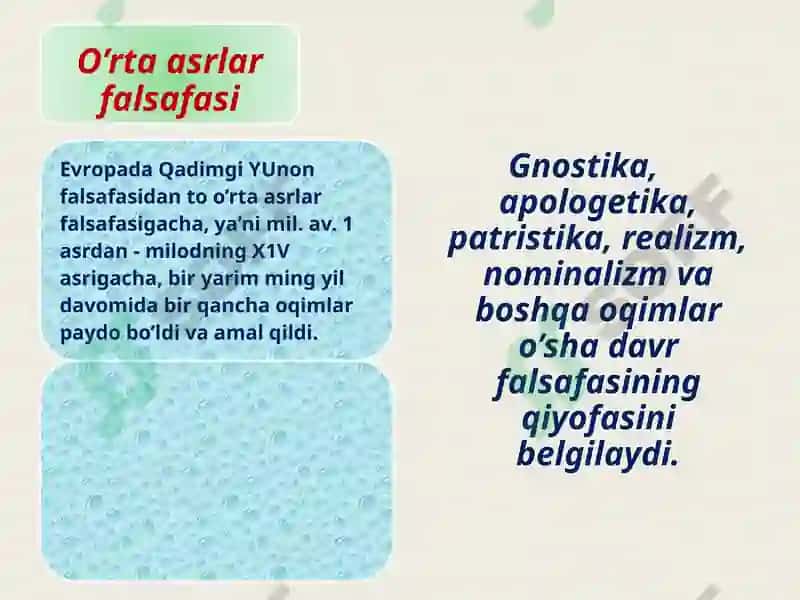 4-mavzu: O’rtа аsrlаr vа yangi dаvr Оvrupаdаgi fаlsаfiy fikrlаr 5