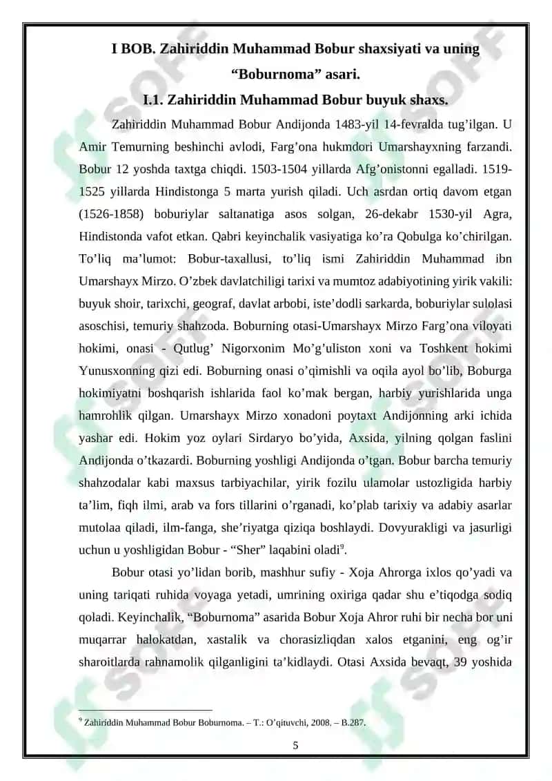Zahiriddin Muhammad Boburning “Boburnoma” asari manba sifatida 5