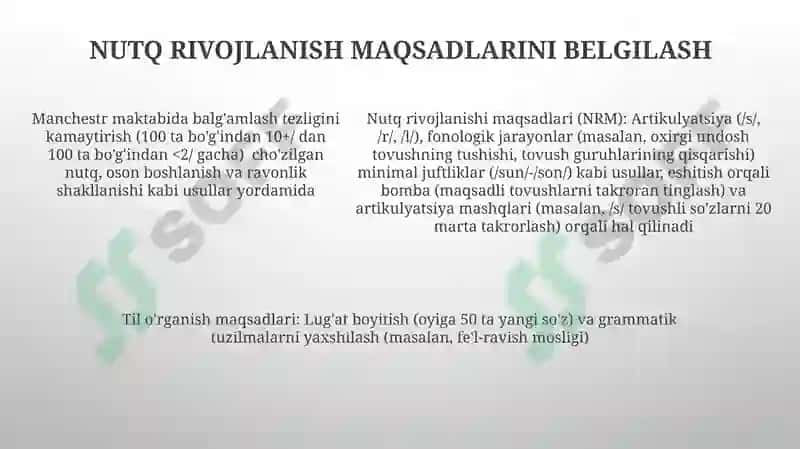 Nutq o'stirish metodikasi fanining maqsadi, vazifalari, metodlari va usullari bo'yicha sxema tuzish 5