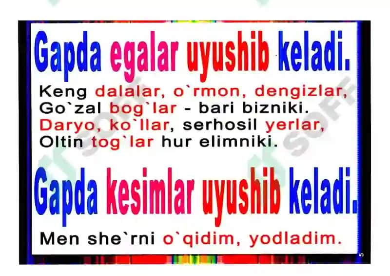 4-sinf Ona tili fanidan ko'rgazmalar to'plami 2 5