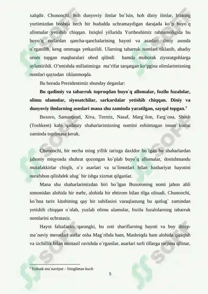 Abu Hafs Kabirning Buxorodagi o`rni 5