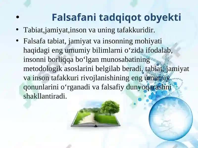Falsafavaunig jamiyat hayotidagi roli 5