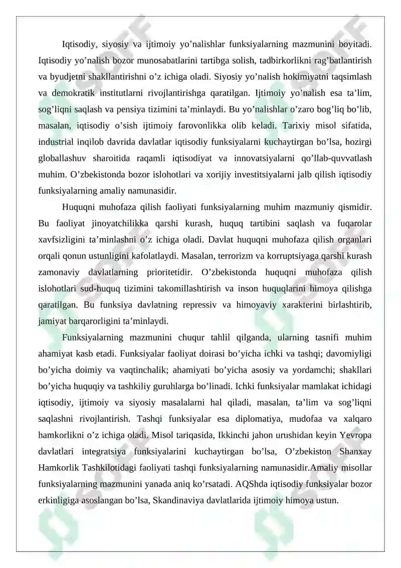 Davlatning funktsiyalari tushunchasi, mazmuni va belgilari 5