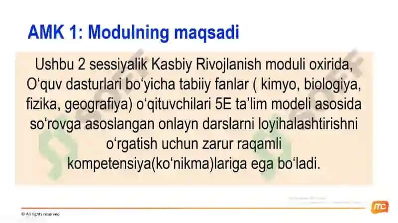 Modul $3: Tabiiy fani o‘rganishda texnologiyadan foydalanish 5