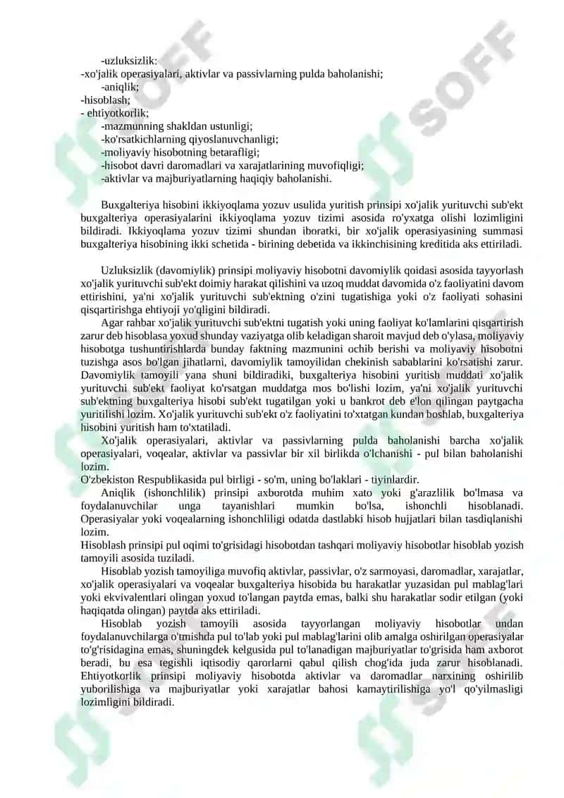 Buxgalteriya balansi to'g'risida tushuncha va uning hisob ishlaridagi va boshqaruvdagi ahamiyati 5