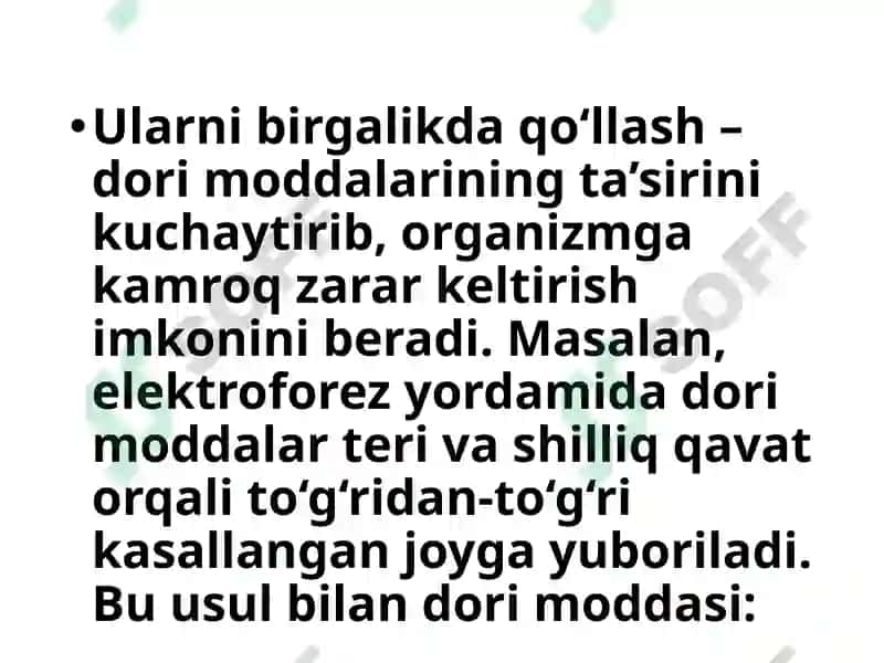 Fizioterapevik muolajalar va dori moddalarini birgalikda qo’llash 5
