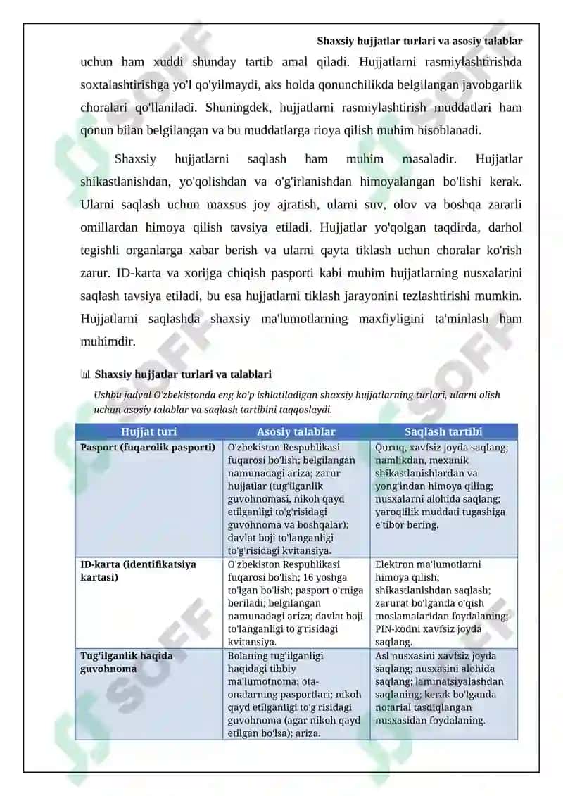 Shaxsiy hujjatlar turlari va asosiy talablar 5