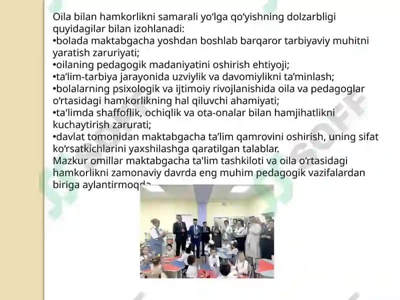 Maktabgacha ta'lim tashkilotining oila bilan xamkorligi 5