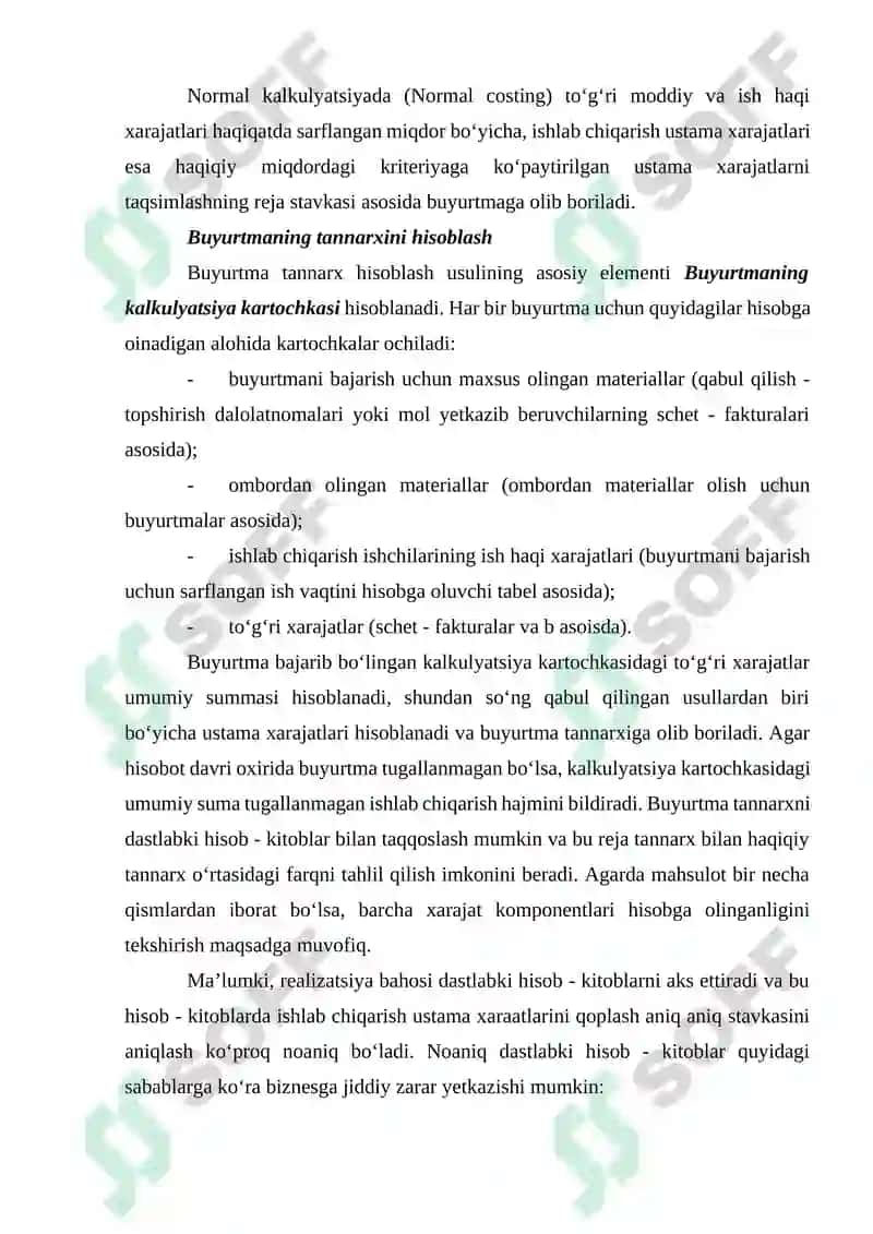 ISHLAB CHIQARISH TANNARXINI BUYURTMALAR BOʻYICHA ANIQLASH USULI 5