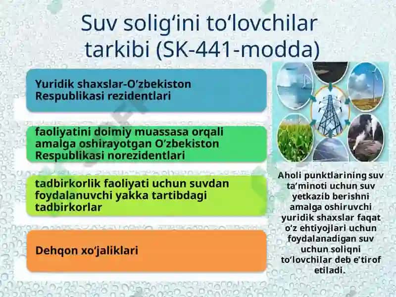 Suv resurslaridan foydalanganlik uchun soliq 5